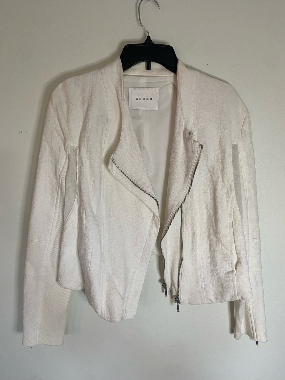 Blank NYC White Asymmetric Zip Jacket